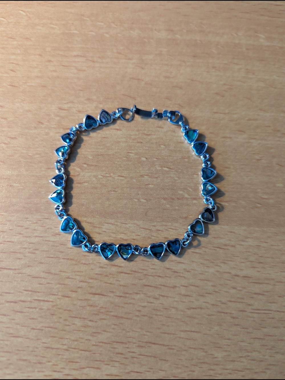 Iridescent Heart Link Bracelet/Anklet with Blue Heart Accents